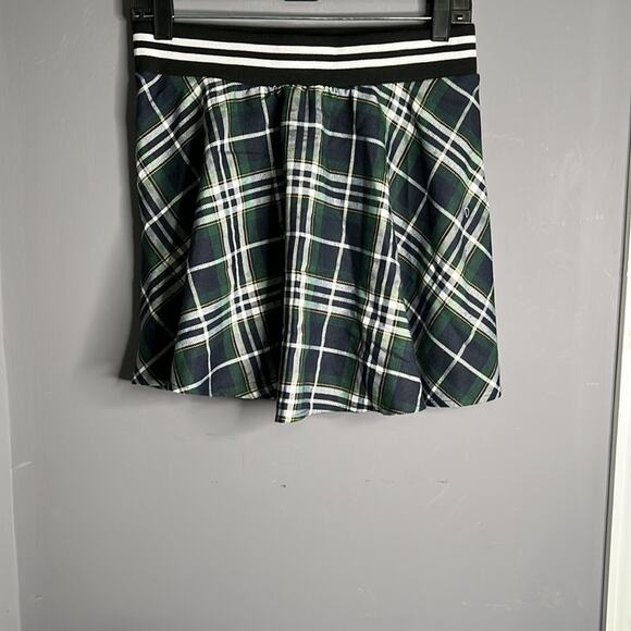 Bongo Blue and Green Plaid Mini Swing Skirt Elastic Waistband Size Medium - Picture 5 of 9